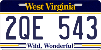 WV license plate 2QE543