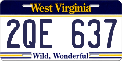 WV license plate 2QE637