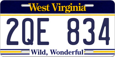 WV license plate 2QE834