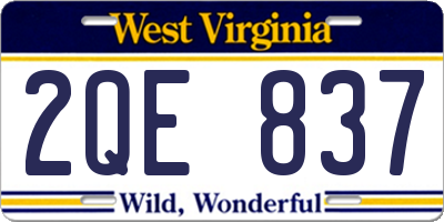 WV license plate 2QE837