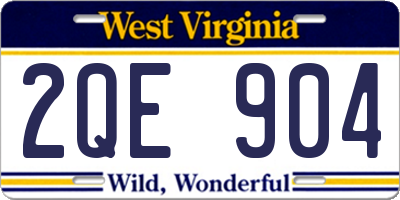 WV license plate 2QE904
