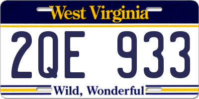 WV license plate 2QE933