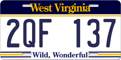 WV license plate 2QF137