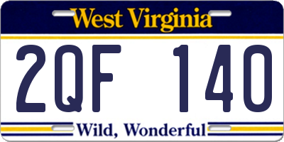 WV license plate 2QF140