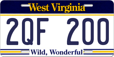 WV license plate 2QF200
