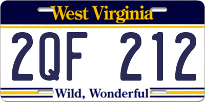 WV license plate 2QF212
