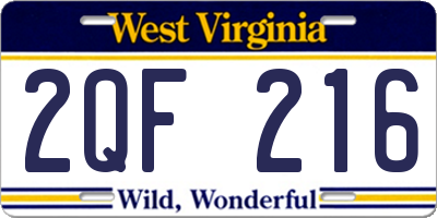 WV license plate 2QF216