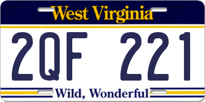 WV license plate 2QF221