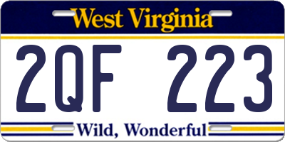 WV license plate 2QF223