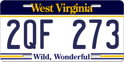 WV license plate 2QF273