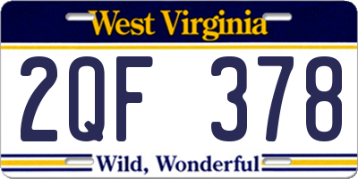 WV license plate 2QF378