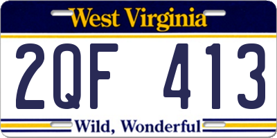 WV license plate 2QF413