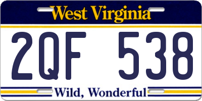 WV license plate 2QF538
