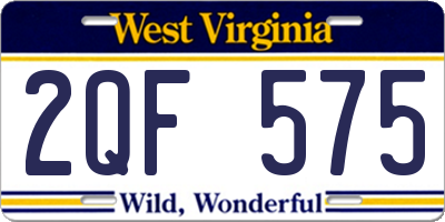 WV license plate 2QF575