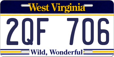 WV license plate 2QF706