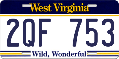 WV license plate 2QF753