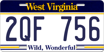 WV license plate 2QF756