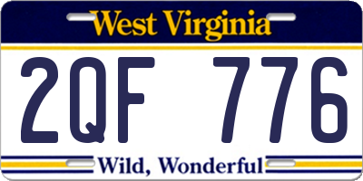 WV license plate 2QF776