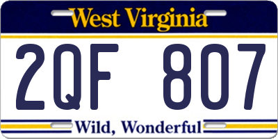 WV license plate 2QF807