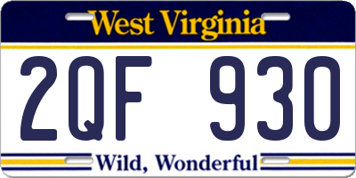WV license plate 2QF930
