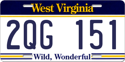 WV license plate 2QG151