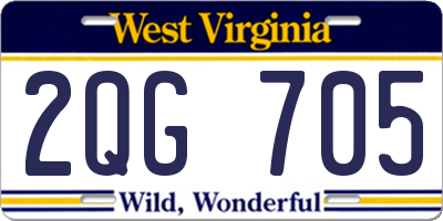 WV license plate 2QG705