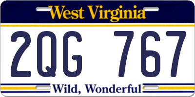 WV license plate 2QG767