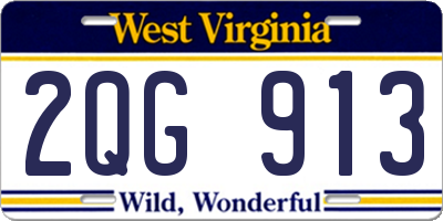 WV license plate 2QG913