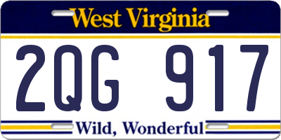 WV license plate 2QG917
