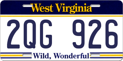 WV license plate 2QG926