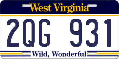 WV license plate 2QG931