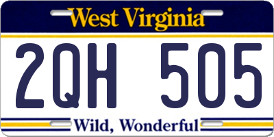 WV license plate 2QH505