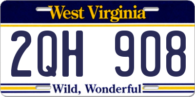 WV license plate 2QH908