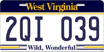 WV license plate 2QI039