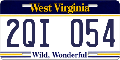WV license plate 2QI054