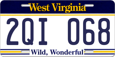 WV license plate 2QI068
