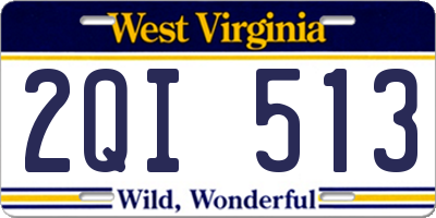 WV license plate 2QI513