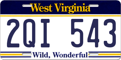WV license plate 2QI543
