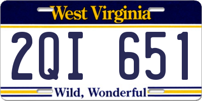 WV license plate 2QI651
