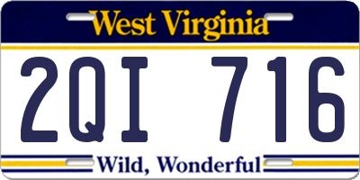 WV license plate 2QI716