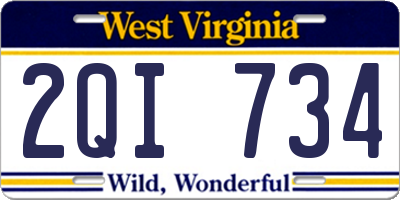 WV license plate 2QI734