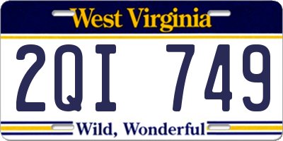 WV license plate 2QI749