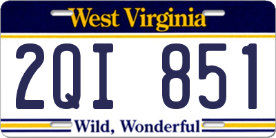 WV license plate 2QI851