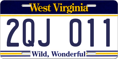 WV license plate 2QJ011