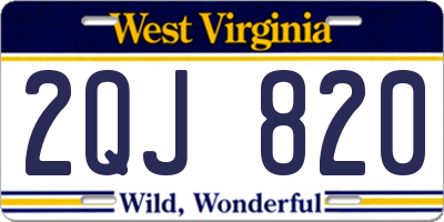 WV license plate 2QJ820