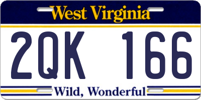 WV license plate 2QK166