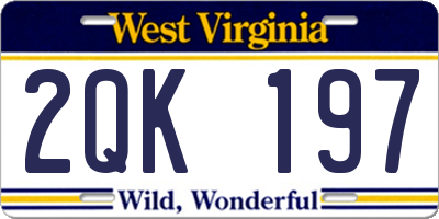 WV license plate 2QK197