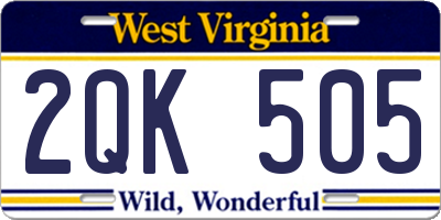 WV license plate 2QK505