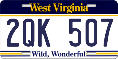 WV license plate 2QK507