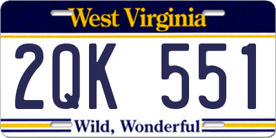 WV license plate 2QK551